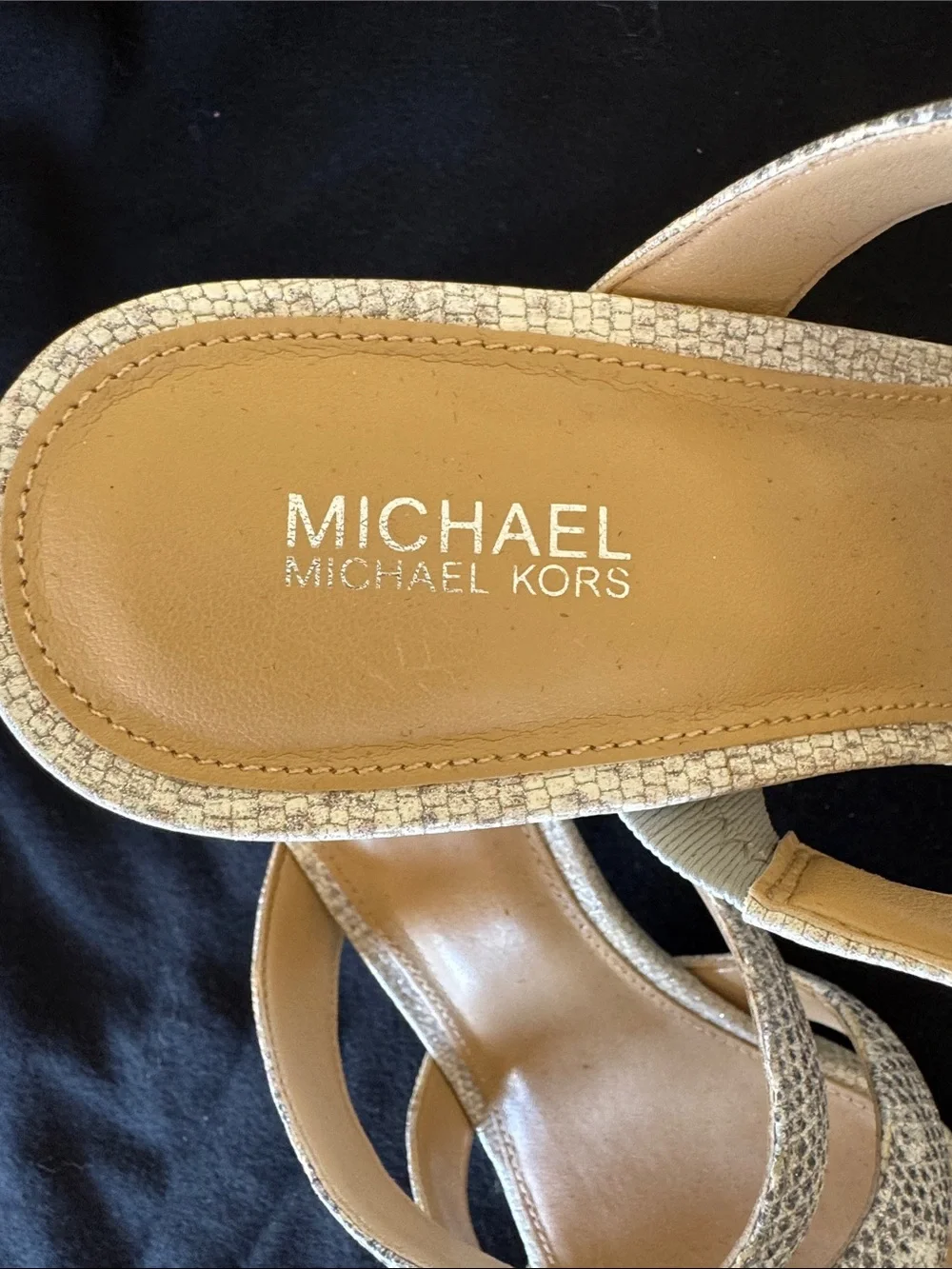 Michael Kors Silver Snake-Print Strappy Slide Sandals